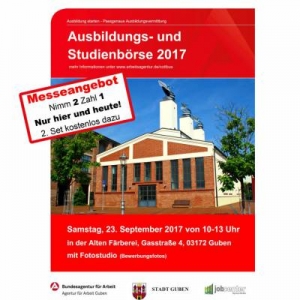 Wir sind auf Gubens Ausbildungsbörse am 23. September 2017 in der Alten Färberei und machen Top Bewerbungsfotos mit Rabatt