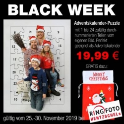 Fotopuzzle als Adventskalender inkl. Geschenksäckschen für unglaubliche 19,99 € in der Black Week bei RINGFOTO HENTZSCHELs